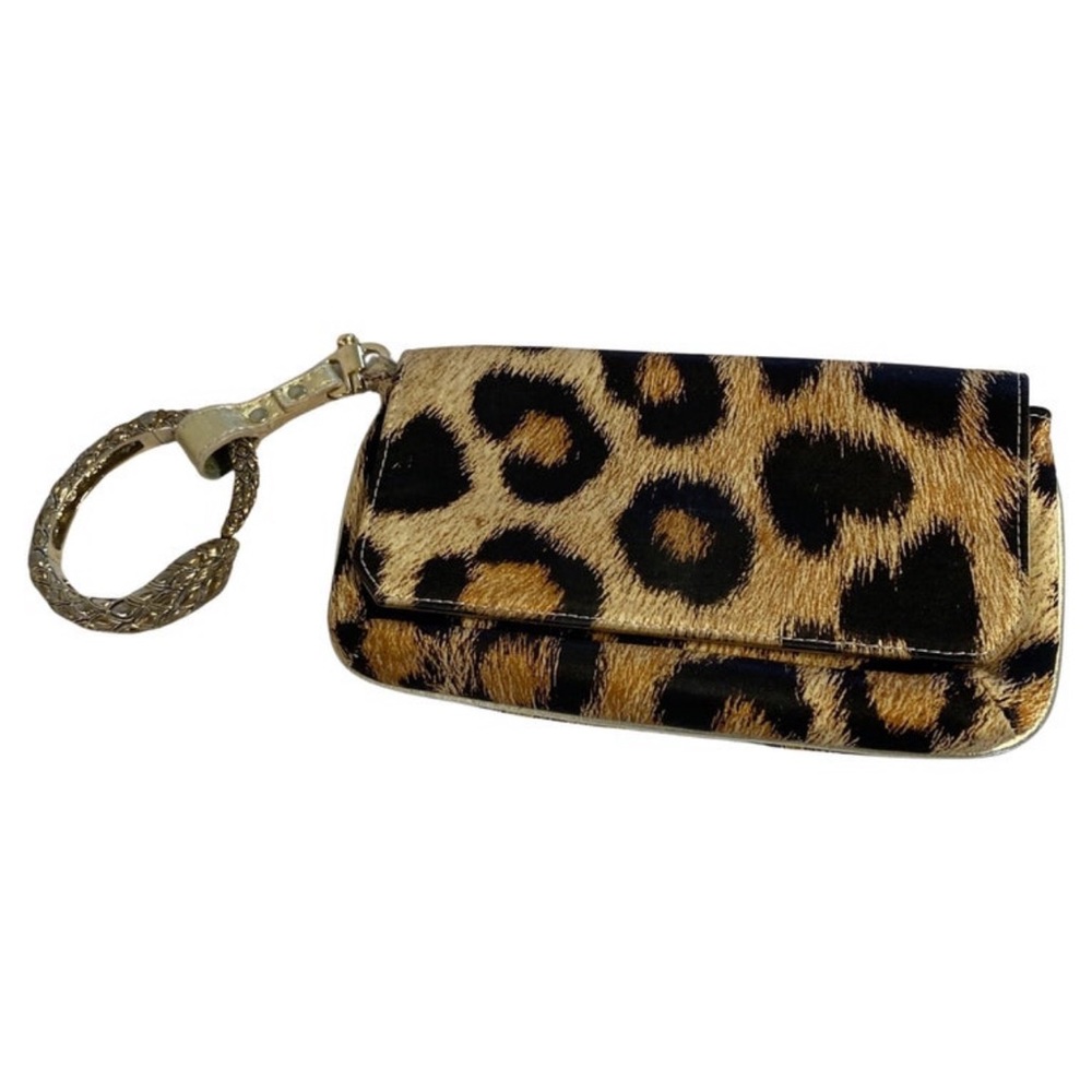 Roberto Cavalli Leopard Silk Print Bracelet Bag